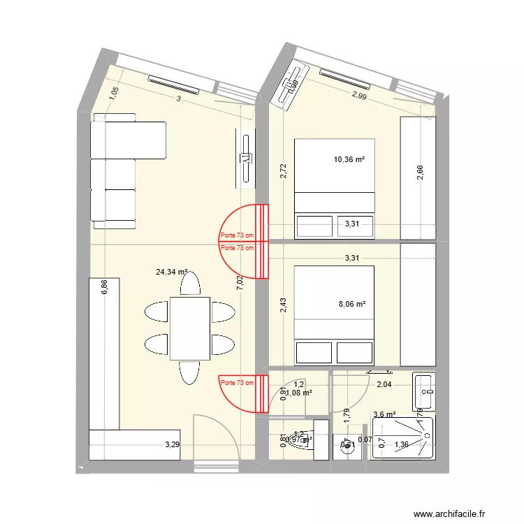 Avoriaz - Le Snow - T2 - V4. Plan de 6 et 48 m² Avoriaz - Le Snow - T2 - V4. Plan de 6 et 48 m²