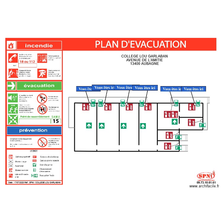 LOXAM COLLEGE LOU GARLABAN AUBAGNE EVAC. Plan de 0 pièce et 0 m2