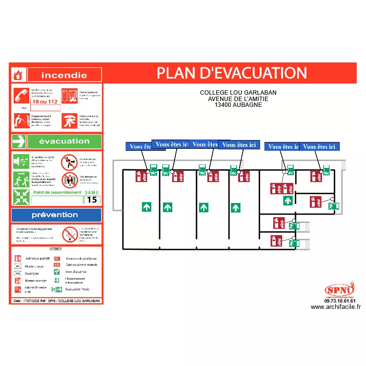 LOXAM COLLEGE LOU GARLABAN AUBAGNE EVAC. Plan de LOXAM COLLEGE LOU GARLABAN AUBAGNE EVAC. Plan de