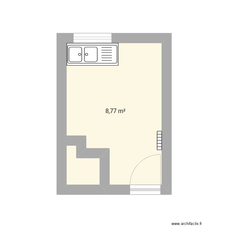 Cuisine. Plan de 1 pièce et 9 m2