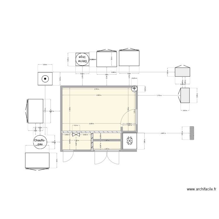 Nouvelle Arrière cuisine Arzon. Plan de 4 pièces et 6 m2