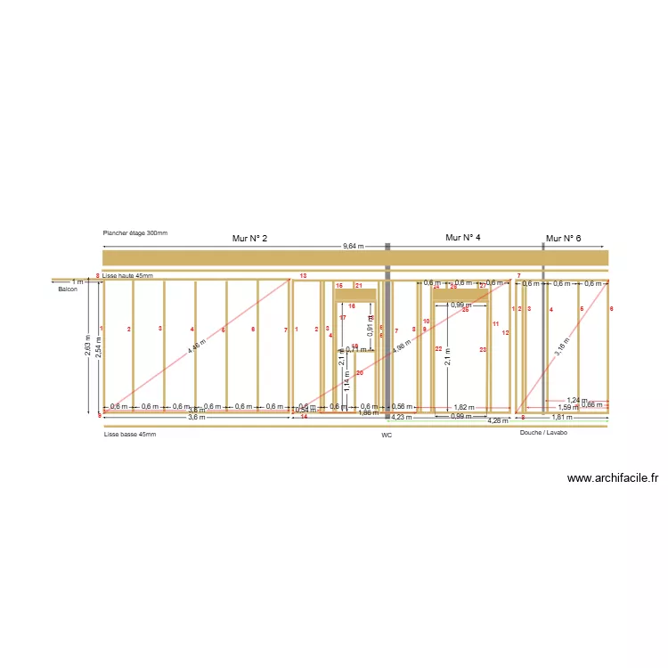 Face ouest RDC. Plan de 
