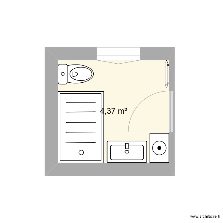 sdb. Plan de 1 pièce et 4 m2