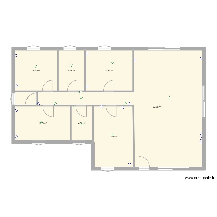 Projet deux. Plan de 8 pièces et 109 m2