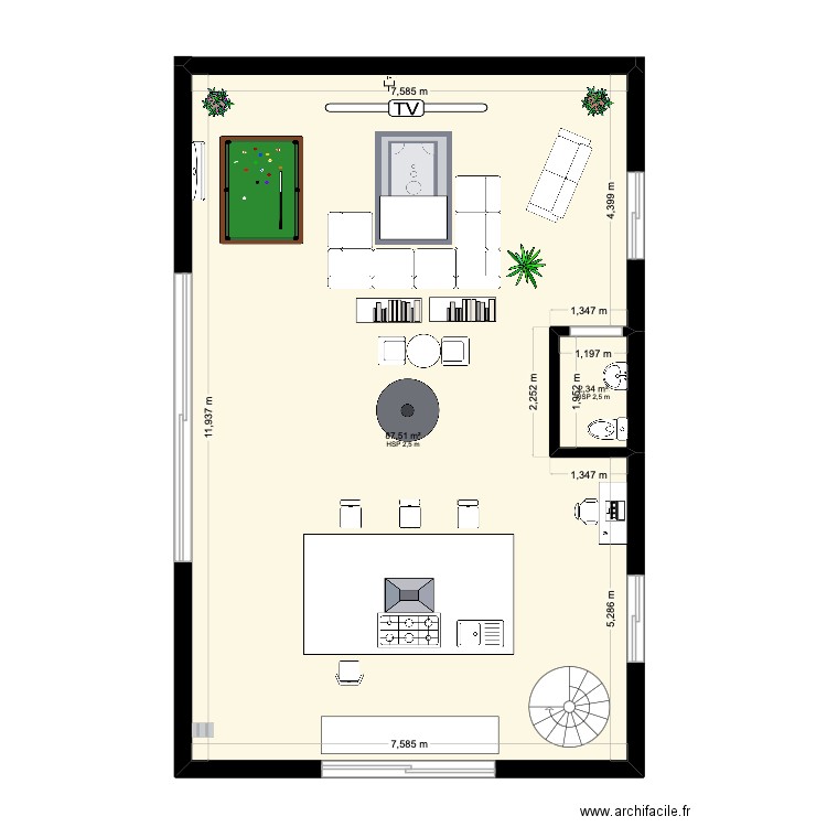 Contenaire. Plan de 2 pièces et 90 m2