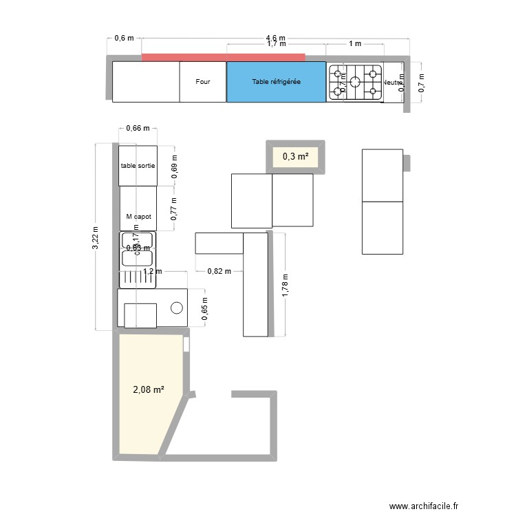 PIQUE ASSIETTE. Plan de 2 pièces et 2 m2