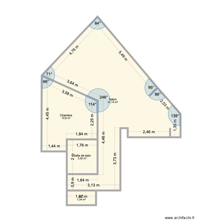 DUCATEL. Plan de 4 pièces et 50 m2