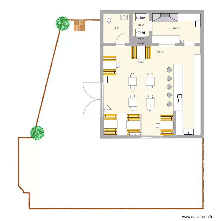 kumquat. Plan de 6  et 81 m²