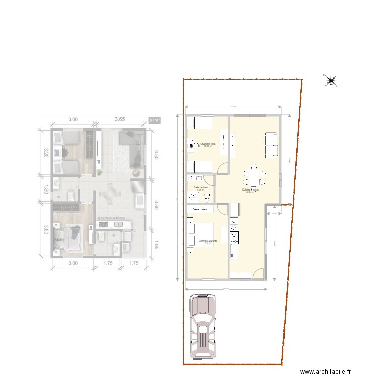 Maison Yleana v1.2. Plan de 4 pièces et 77 m2