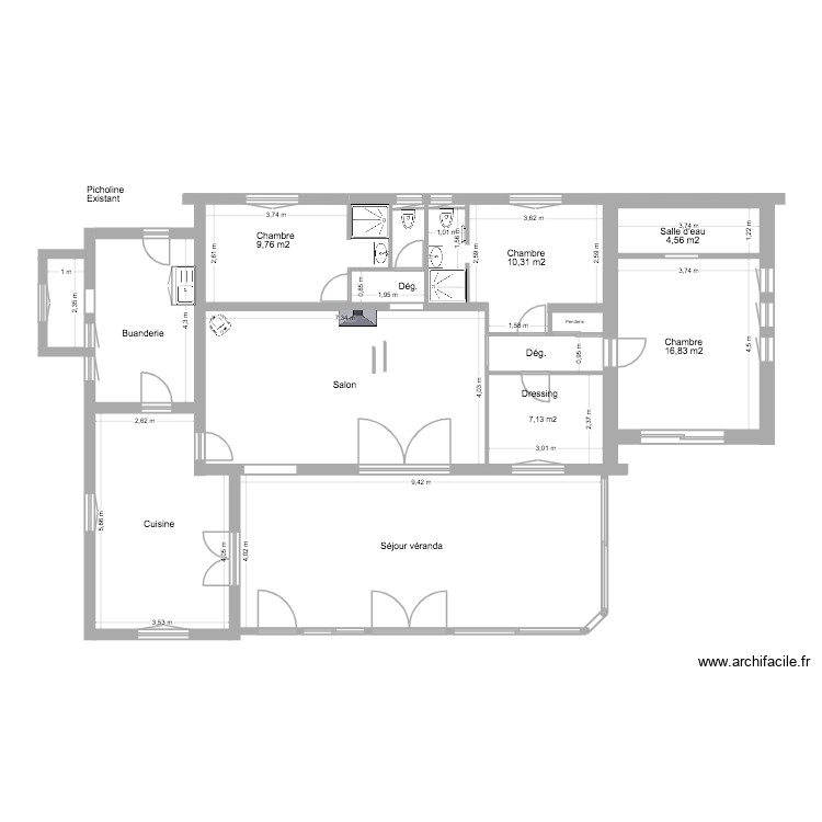 Picholine Existant projet. Plan de 0 pièce et 0 m2
