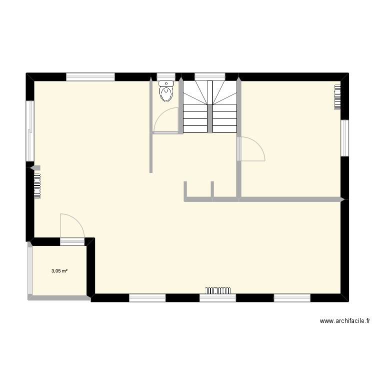 RDC final. Plan de 4 pièces et 70 m2