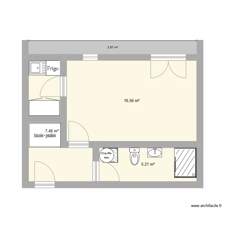 neuilly. Plan de 3 Pièces et 29 m²