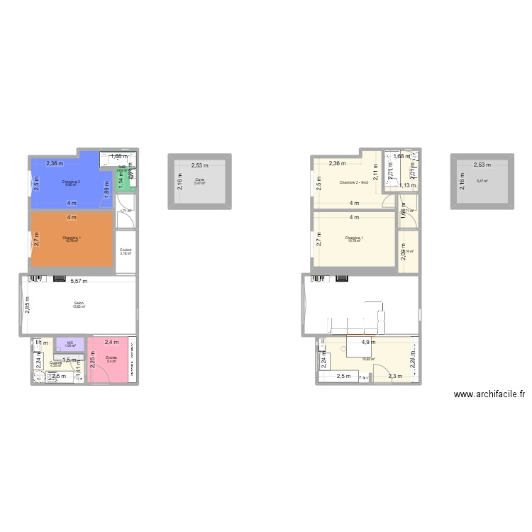 Appart Vprojet. Plan de 16 pièces et 103 m2