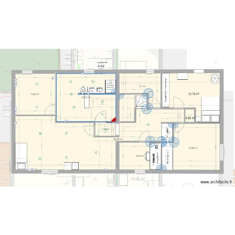 PLANV36. Plan de 16 pièces et 218 m2