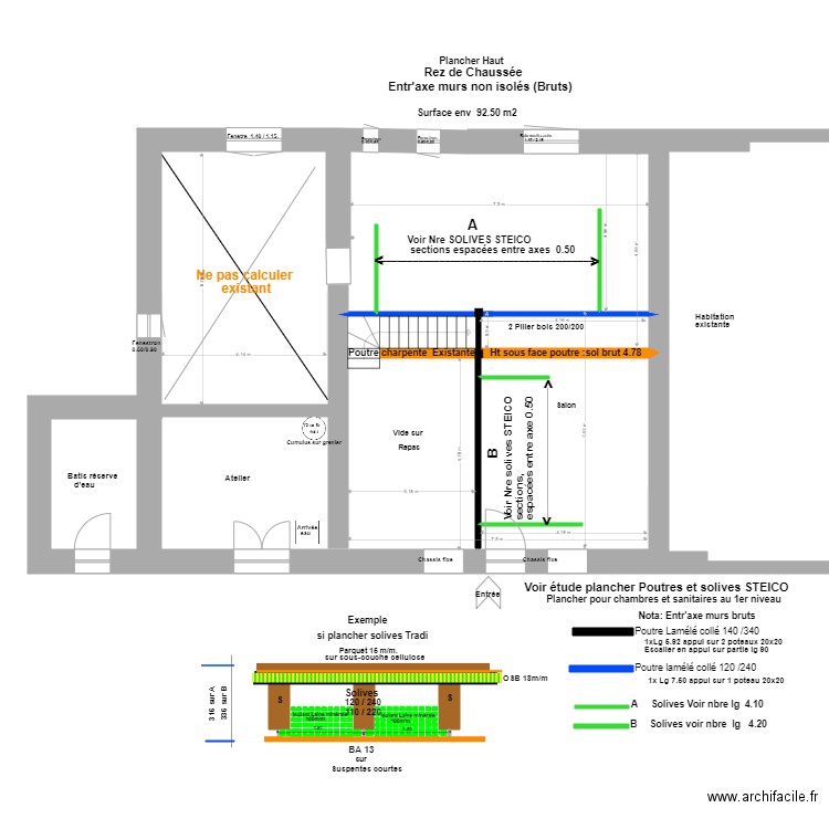 Etude Plancher Ht, R de Ch ''STEICO''*. Plan de 0 pièce et 0 m2