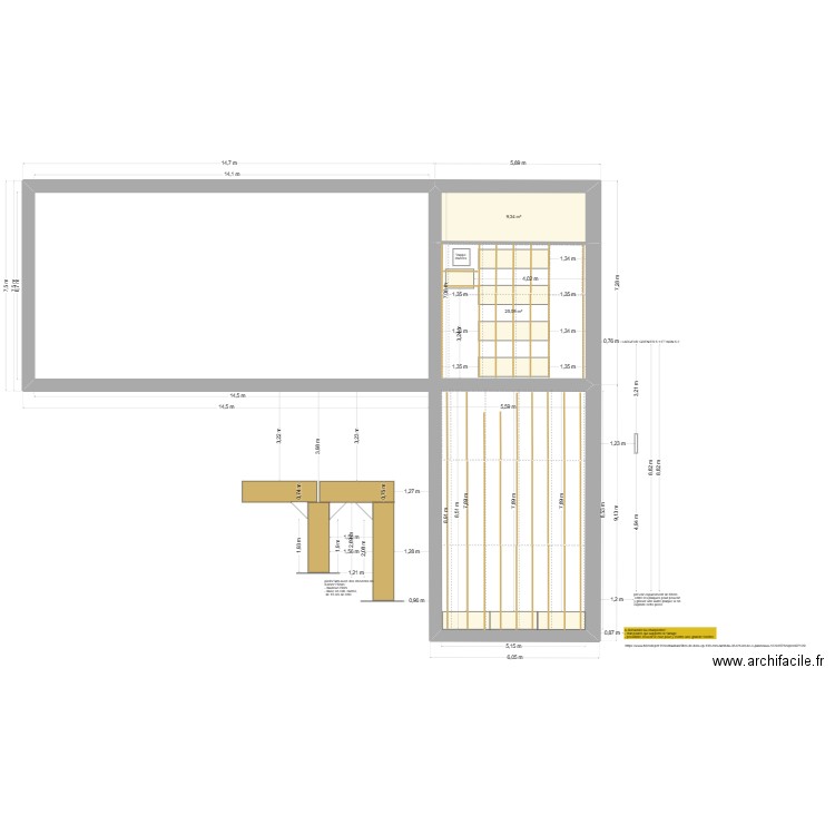 plan grenier si habitable. Plan de 2 pièces et 34 m2