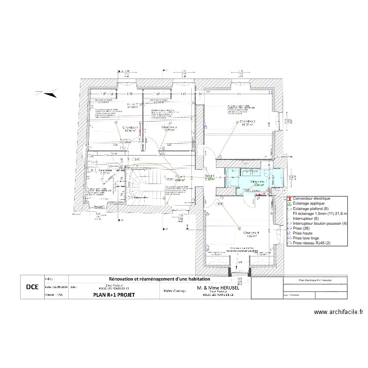 Plan Electrique R+1 Herubel. Plan de 0 pièce et 0 m2