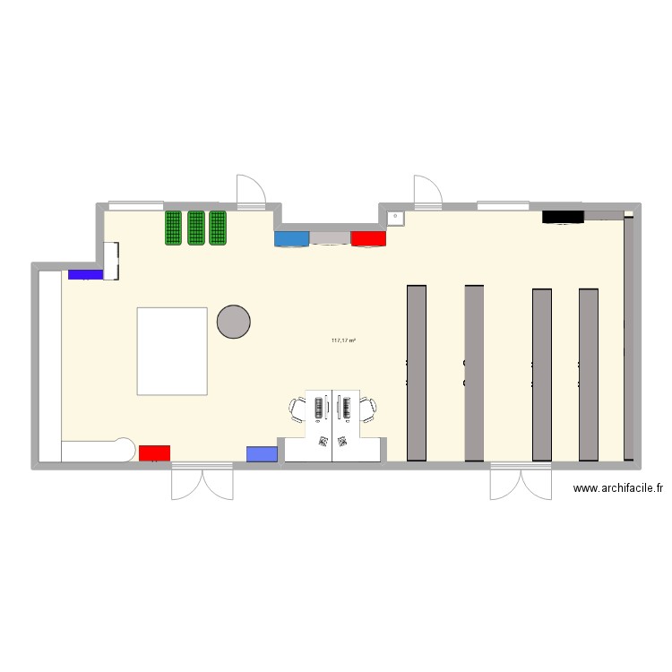 atelier lw1. Plan de 1 pièce et 117 m2