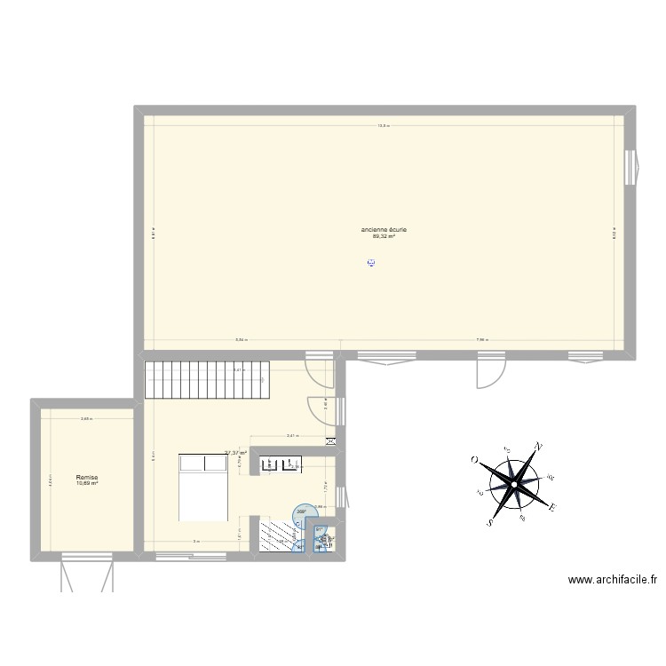 RDC RENOV SDB. Plan de 4 pièces et 128 m2