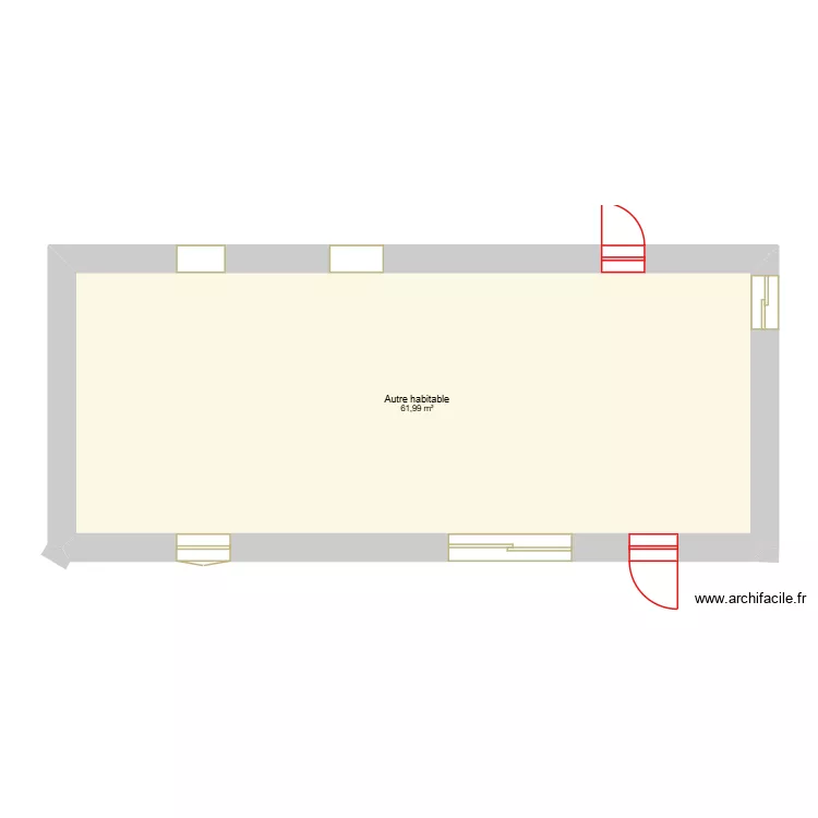 Pièce principale. Plan de 1 et 62 m² Pièce principale. Plan de 1 et 62 m²