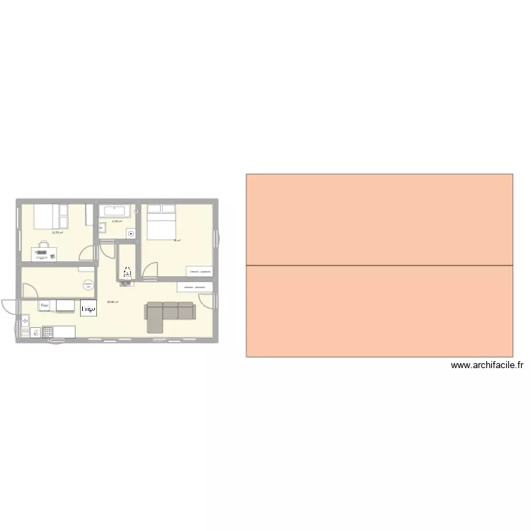 Maison. Plan de 4  et 72 m²