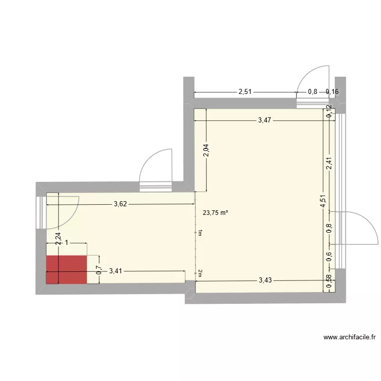 Cuisine. Plan de 1 et 24 m² Cuisine. Plan de 1 et 24 m²