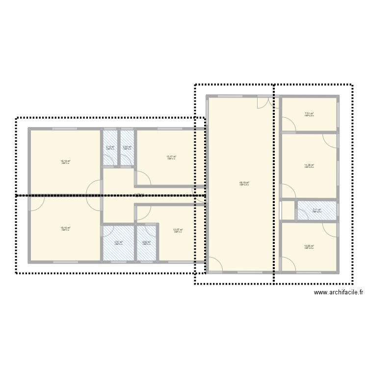 KBLMS v1.1. Plan de 15 pièces et 173 m2