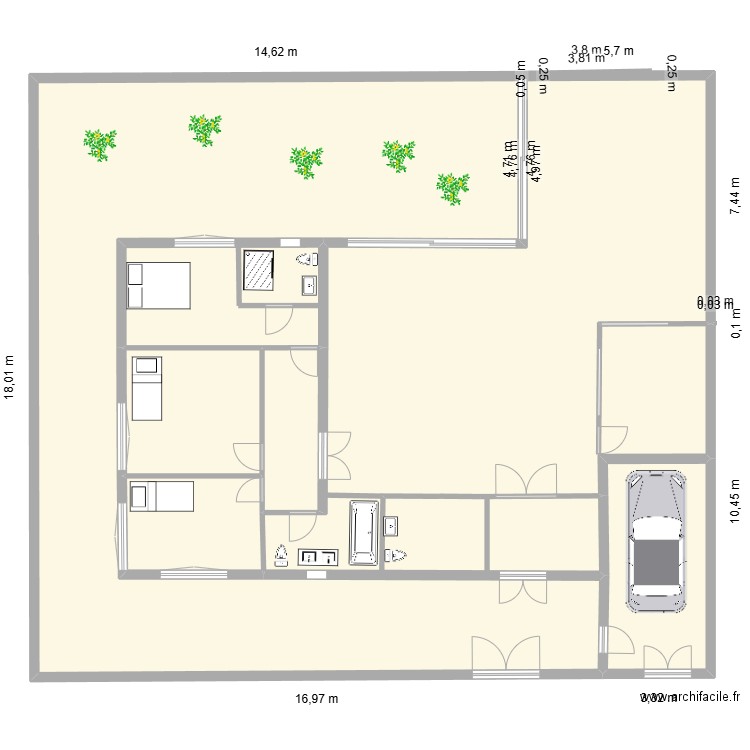 plan1 SL en cours. Plan de 7 pièces et 329 m2