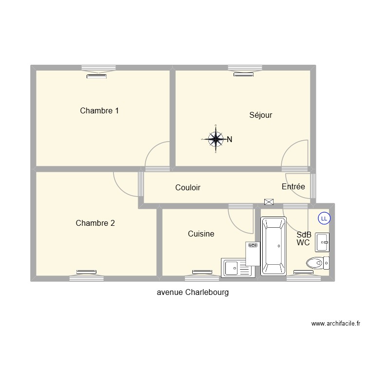 38 Charlebourg 203 2025. Plan de 6 pièces et 49 m2