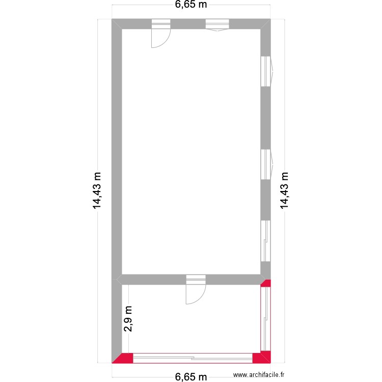 Veranda Camille. Plan de 2 pièces et 77 m2