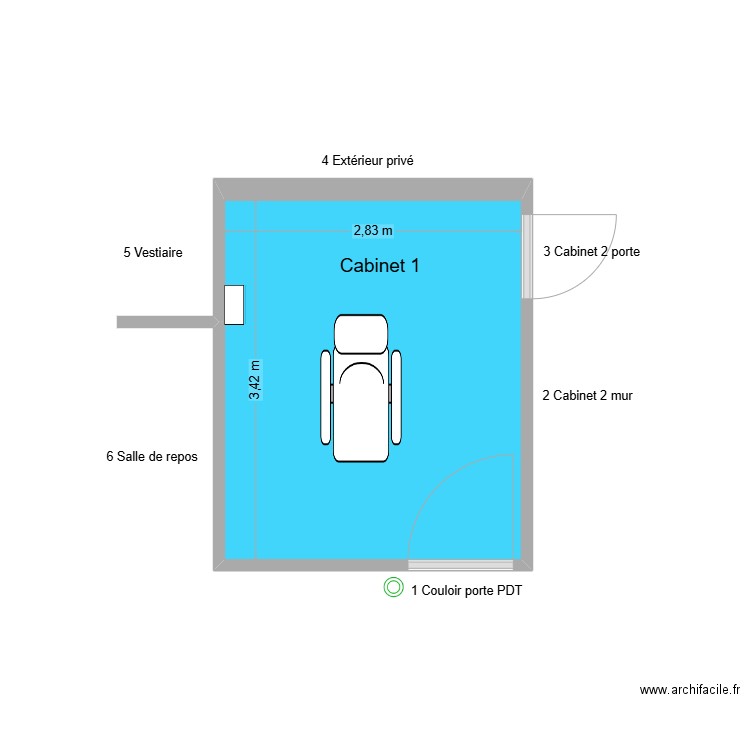 60704 Cabinet 1. Plan de 1 pièce et 10 m2