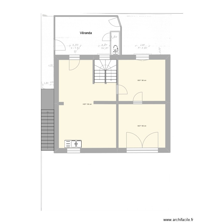 Tremblay RdC avec veranda. Plan de 3 pièces et 52 m2
