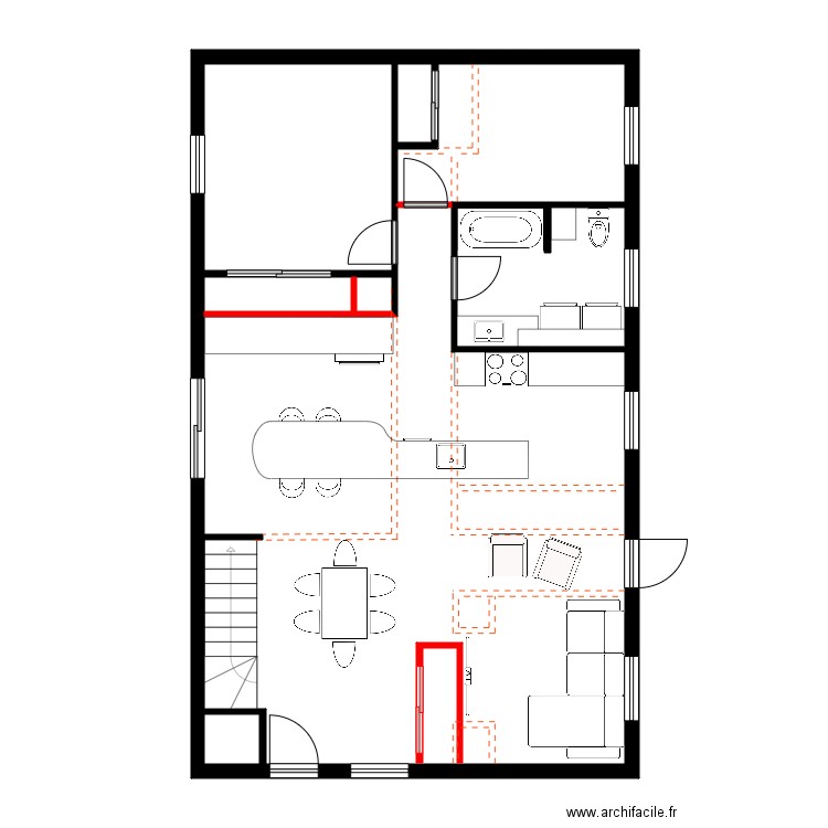 lavigueur rdch4. Plan de 4 pièces et 88 m2