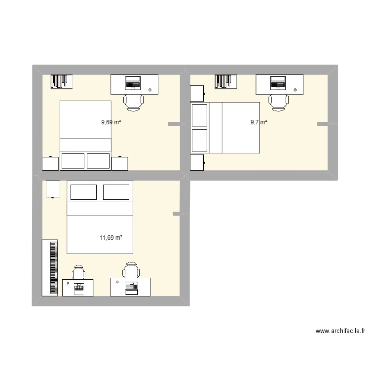 après. Plan de 3 pièces et 31 m2