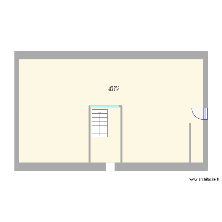 GRENIER ISOLE Base. Plan de 1 pièce et 69 m2