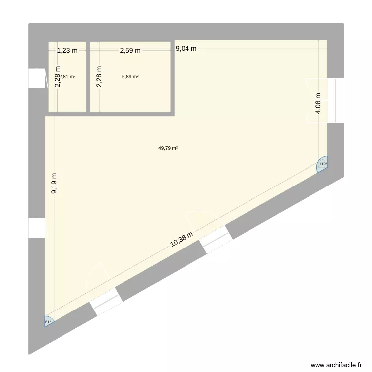 sorgue. Plan de 3 pièces et 69 m²