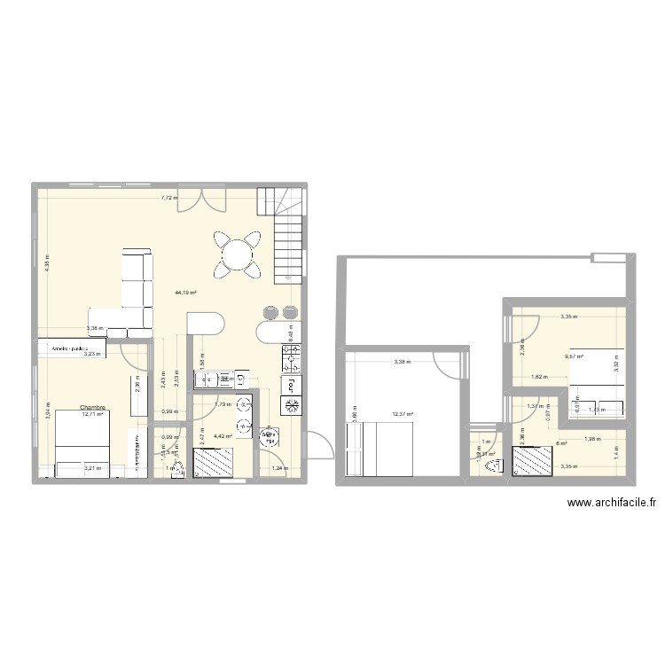 TRY2. Plan de 8 pièces et 92 m2