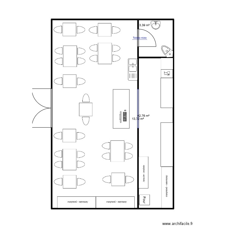 Argia . Plan de 3 pièces et 60 m2