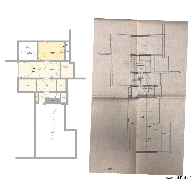 Maison papy Combles. Plan de 14 pièces et 136 m2