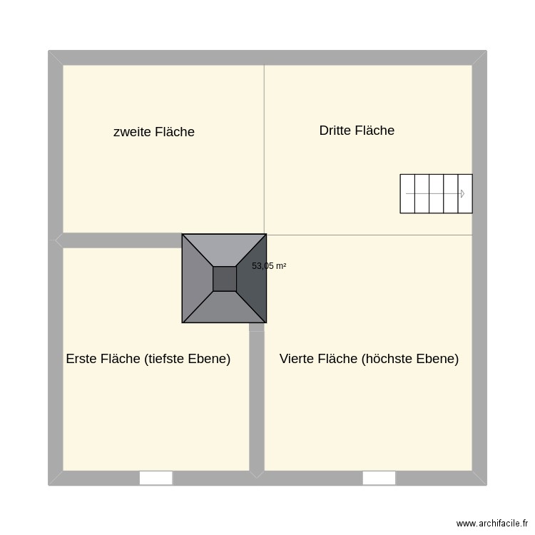 Dachboden. Plan de 1 pièce et 53 m2