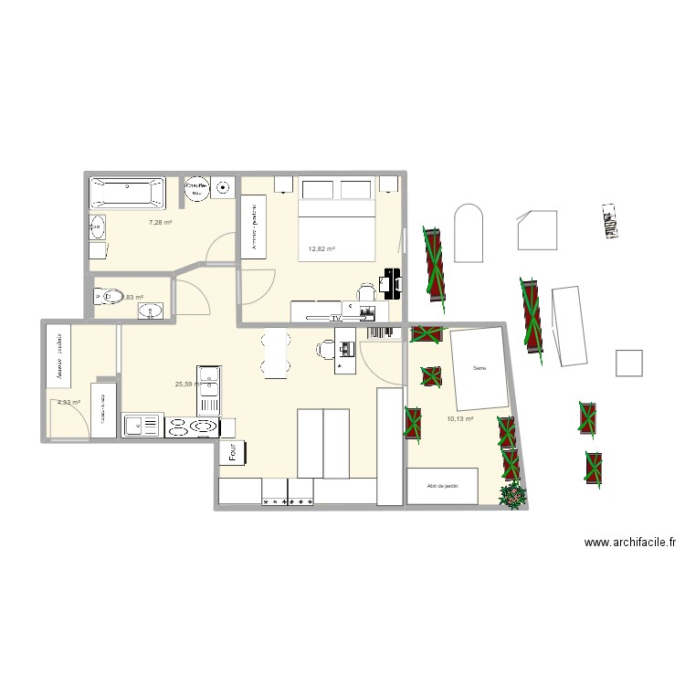 appartement futur 03 meublé. Plan de 0 pièce et 0 m2