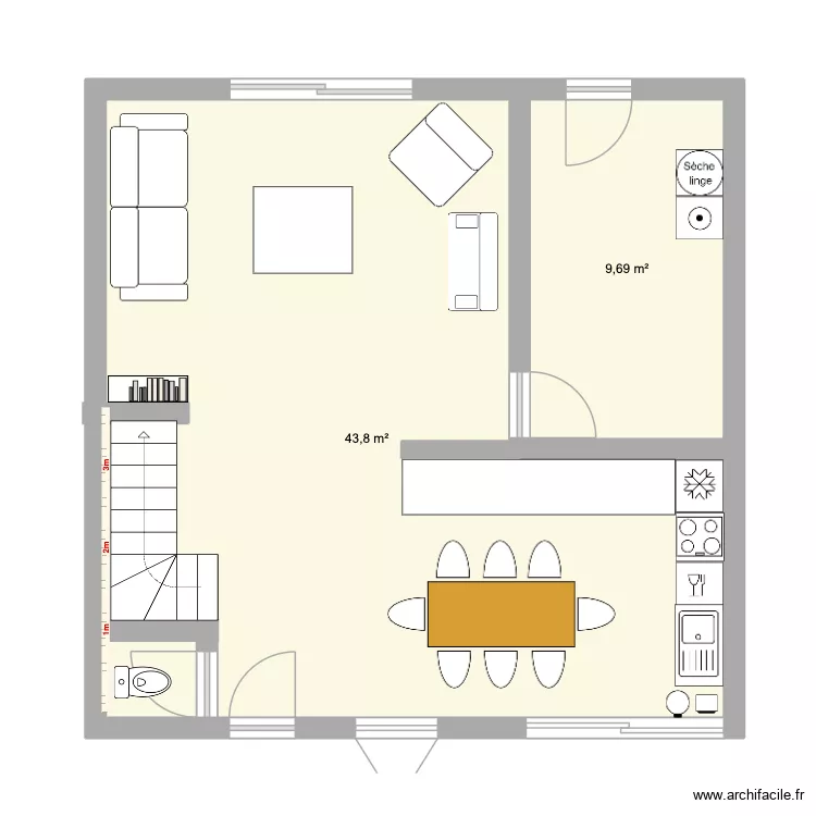 Plan garage cuisine. Plan de 2 et 53 m² Plan garage cuisine. Plan de 2 et 53 m²