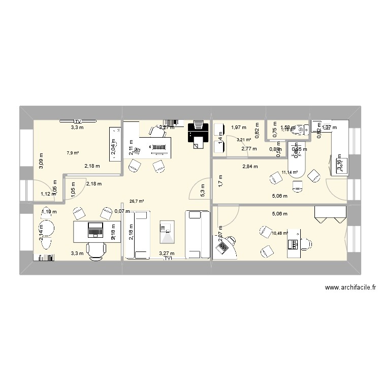 Négocity 4. Plan de 6 pièces et 61 m2