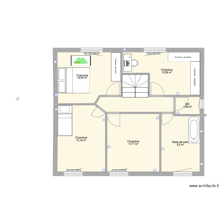 Surrélévation. Plan de 6 pièces et 63 m2