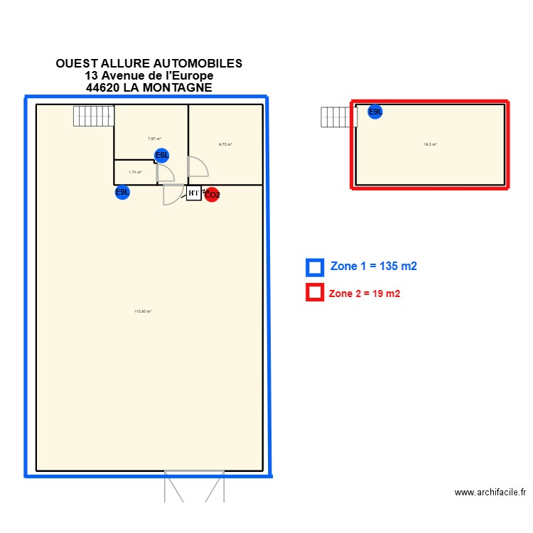 plan zone Ouest Allure Auto. Plan de 5 pièces et 155 m2