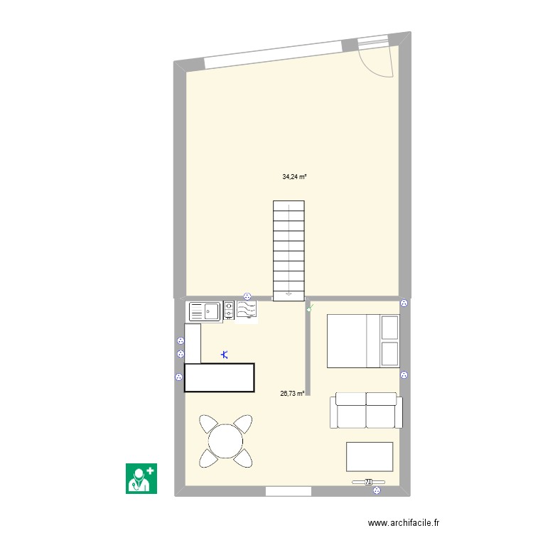 appartement vaylats. Plan de 2 pièces et 61 m2