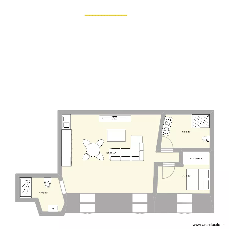 Yousef. Plan de 4  et 52 m²
