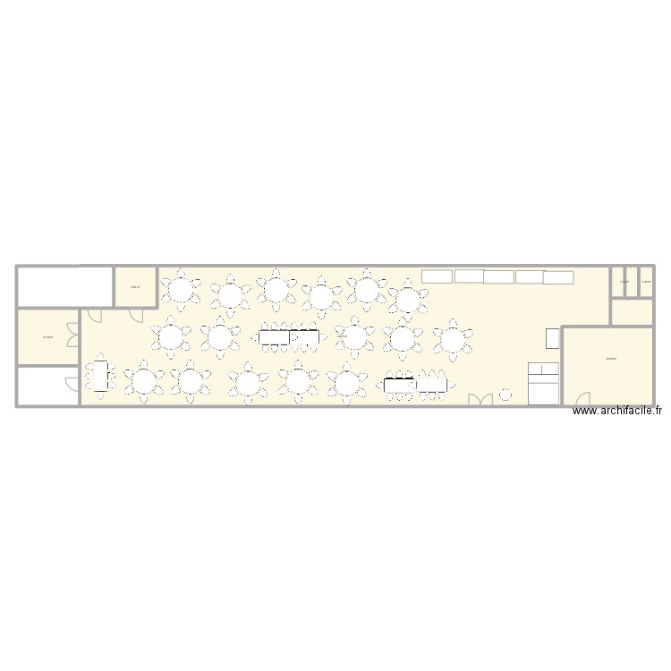aménagement salle. Plan de 6 pièces et 288 m2