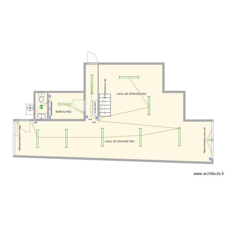 PLANT EPTA RDC. Plan de 3 pièces et 68 m2