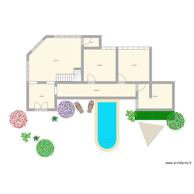 eidehd. Plan de 7 pièces et 80 m2